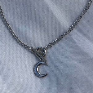 Men moon necklace stainless steel